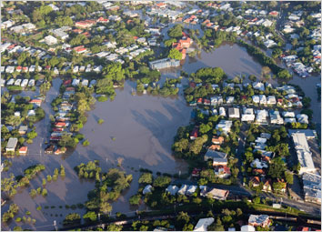 City submerged in flood water