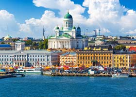 Scenic summer panorama in Helsinki, Finland