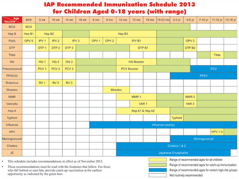 Vaccinations schedule 2013