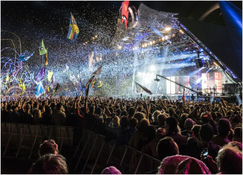 An aerial view of the Glastonbury festival