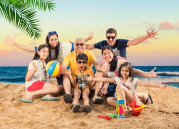 family-enjoying-beach-posing-picture